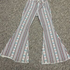 Bohemian Flare Pants with Geometric Pattern